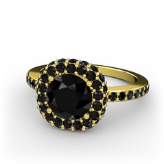Linne Yüzük - Siyah zirkon 8 ayar altın yüzük #8pr8gj