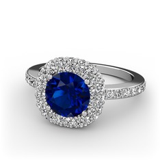 Linne Yüzük - Lab safir ve pırlanta 14 ayar beyaz altın yüzük (1.04 karat) #99v5ji