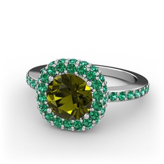 Peridot ve yeşil kuvars 925 ayar gümüş yüzük