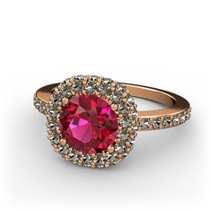 Linne Yüzük - Rodolit garnet ve dumanlı kuvars 14 ayar rose altın yüzük #aw7koq