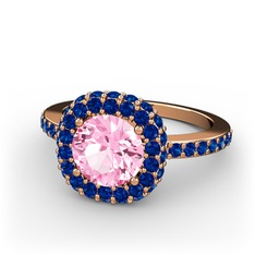 Linne Yüzük - Pembe kuvars ve lab safir 18 ayar rose altın yüzük #ciuwa