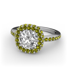 Linne Yüzük - Beyaz zirkon ve peridot 925 ayar gümüş yüzük #d6fmjn