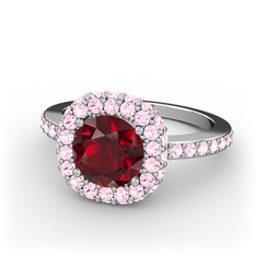 Linne Yüzük - Garnet ve pembe kuvars 925 ayar gümüş yüzük #eawp5z