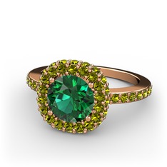 Linne Yüzük - Yeşil kuvars ve peridot 14 ayar rose altın yüzük #ezm8vw