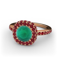 Linne Yüzük - Kök zümrüt ve garnet 8 ayar rose altın yüzük #f8fnph