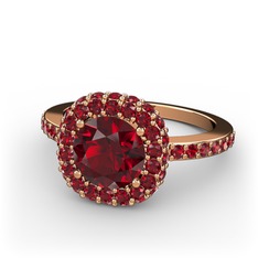 Linne Yüzük - Garnet 14 ayar rose altın yüzük #g2730f