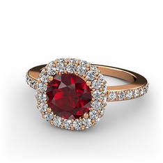 Linne Yüzük - Garnet ve pırlanta 8 ayar rose altın yüzük (1.04 karat) #g7g8jq