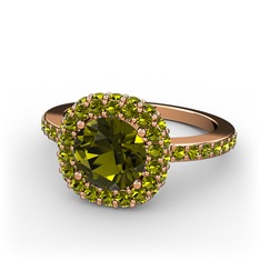 Peridot 14 ayar rose altın yüzük