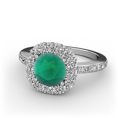 Linne Yüzük - Kök zümrüt ve pırlanta 14 ayar beyaz altın yüzük (1.04 karat) #iffvfu