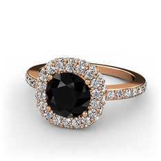 Linne Yüzük - Siyah zirkon ve pırlanta 18 ayar rose altın yüzük (1.04 karat) #itj29o