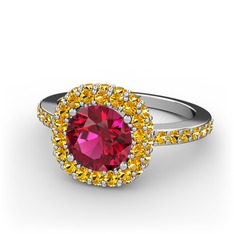 Rodolit garnet ve sitrin 925 ayar gümüş yüzük
