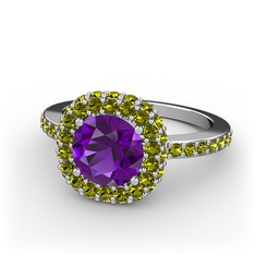 Linne Yüzük - Ametist ve peridot 925 ayar gümüş yüzük #l7uxmv