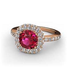 Linne Yüzük - Rodolit garnet ve pırlanta 8 ayar rose altın yüzük (1.04 karat) #mycbzg