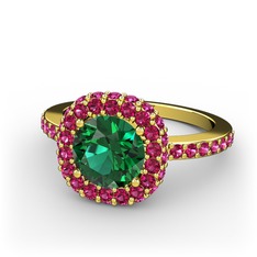 Linne Yüzük - Yeşil kuvars ve rodolit garnet 8 ayar altın yüzük #o5qe8a