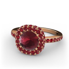 Kök yakut ve garnet 14 ayar rose altın yüzük