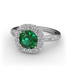 Linne Yüzük - Yeşil kuvars ve swarovski 14 ayar beyaz altın yüzük #pc0i37