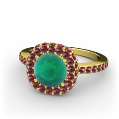 Linne Yüzük - Kök zümrüt ve kök yakut 8 ayar altın yüzük #qxmj29