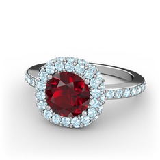 Garnet ve akuamarin 925 ayar gümüş yüzük
