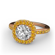 Linne Yüzük - Swarovski ve sitrin 8 ayar rose altın yüzük #rpmove