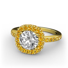 Linne Yüzük - Swarovski ve sitrin 18 ayar altın yüzük #rweq9f