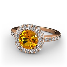 Linne Yüzük - Sitrin ve swarovski 18 ayar rose altın yüzük #s3z8u6