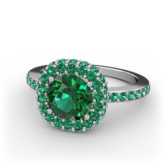 Linne Yüzük - Yeşil kuvars 18 ayar beyaz altın yüzük #sm0qew