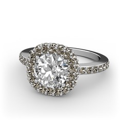 Linne Yüzük - Swarovski ve dumanlı kuvars 14 ayar beyaz altın yüzük #su83e2