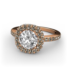 Swarovski ve dumanlı kuvars 18 ayar rose altın yüzük