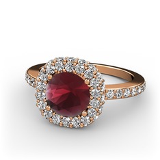 Linne Yüzük - Kök yakut ve swarovski 14 ayar rose altın yüzük #vyhr1l