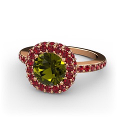 Linne Yüzük - Peridot ve garnet 18 ayar rose altın yüzük #vyz6wn