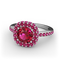 Linne Yüzük - Rodolit garnet 8 ayar beyaz altın yüzük #wd7da6