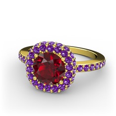 Linne Yüzük - Garnet ve ametist 8 ayar altın yüzük #yneyuz