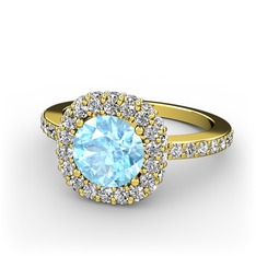 Linne Yüzük - Akuamarin ve swarovski 14 ayar altın yüzük #zgfhzj