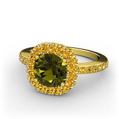 Linne Yüzük - Peridot ve sitrin 14 ayar altın yüzük #zhokyt