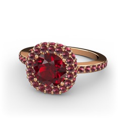 Linne Yüzük - Garnet ve kök yakut 14 ayar rose altın yüzük #zjjmdz