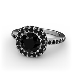 Siyah zirkon 18 ayar beyaz altın yüzük