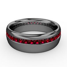 Rodolit garnet 925 ayar siyah rodyum kaplama gümüş yüzük