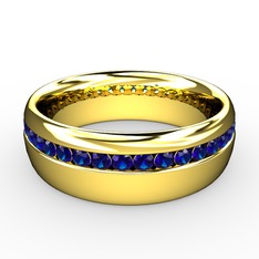 Ellone Alyans - Lab safir 925 ayar altın kaplama gümüş yüzük #eq106i