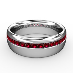 Rodolit garnet 18 ayar beyaz altın yüzük