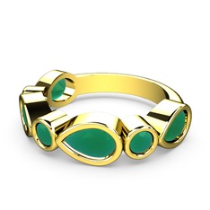 Alina Yüzük - Kök zümrüt 925 ayar altın kaplama gümüş yüzük #116adht