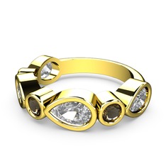 Alina Yüzük - Beyaz zirkon ve dumanlı kuvars 14 ayar altın yüzük #11rzz3q