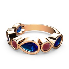 Lab safir ve kök yakut 14 ayar rose altın yüzük