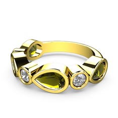 Alina Yüzük - Peridot ve pırlanta 14 ayar altın yüzük (0.22 karat) #14y7o7d