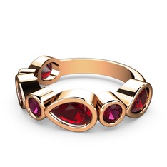 Garnet ve rodolit garnet 18 ayar rose altın yüzük