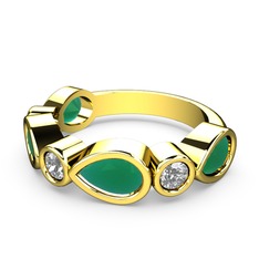 Alina Yüzük - Kök zümrüt ve pırlanta 8 ayar altın yüzük (0.22 karat) #16wbld