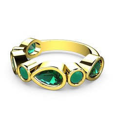 Alina Yüzük - Yeşil kuvars ve kök zümrüt 8 ayar altın yüzük #16wvzlu