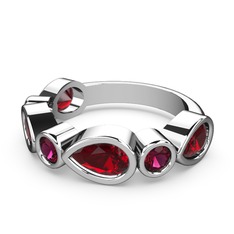 Garnet ve rodolit garnet 14 ayar beyaz altın yüzük