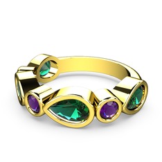 Alina Yüzük - Yeşil kuvars ve ametist 18 ayar altın yüzük #18z6a43