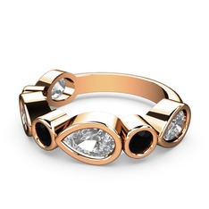 Alina Yüzük - Swarovski ve siyah zirkon 925 ayar rose altın kaplama gümüş yüzük #1ah7o8c
