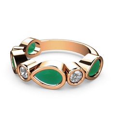 Alina Yüzük - Kök zümrüt ve swarovski 18 ayar rose altın yüzük #1ayihrx
